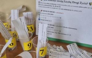 Jedno z przygotowanych stanowisk na korytarzu szkolnym.