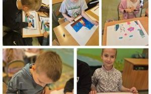 Uczniowie podczas projektowania puzzli